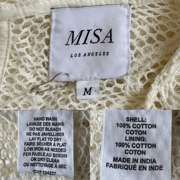 Misa Los Angeles SOFANDEH Midi Dress Embroidered Mesh Off White Medium - Picture 12 of 15